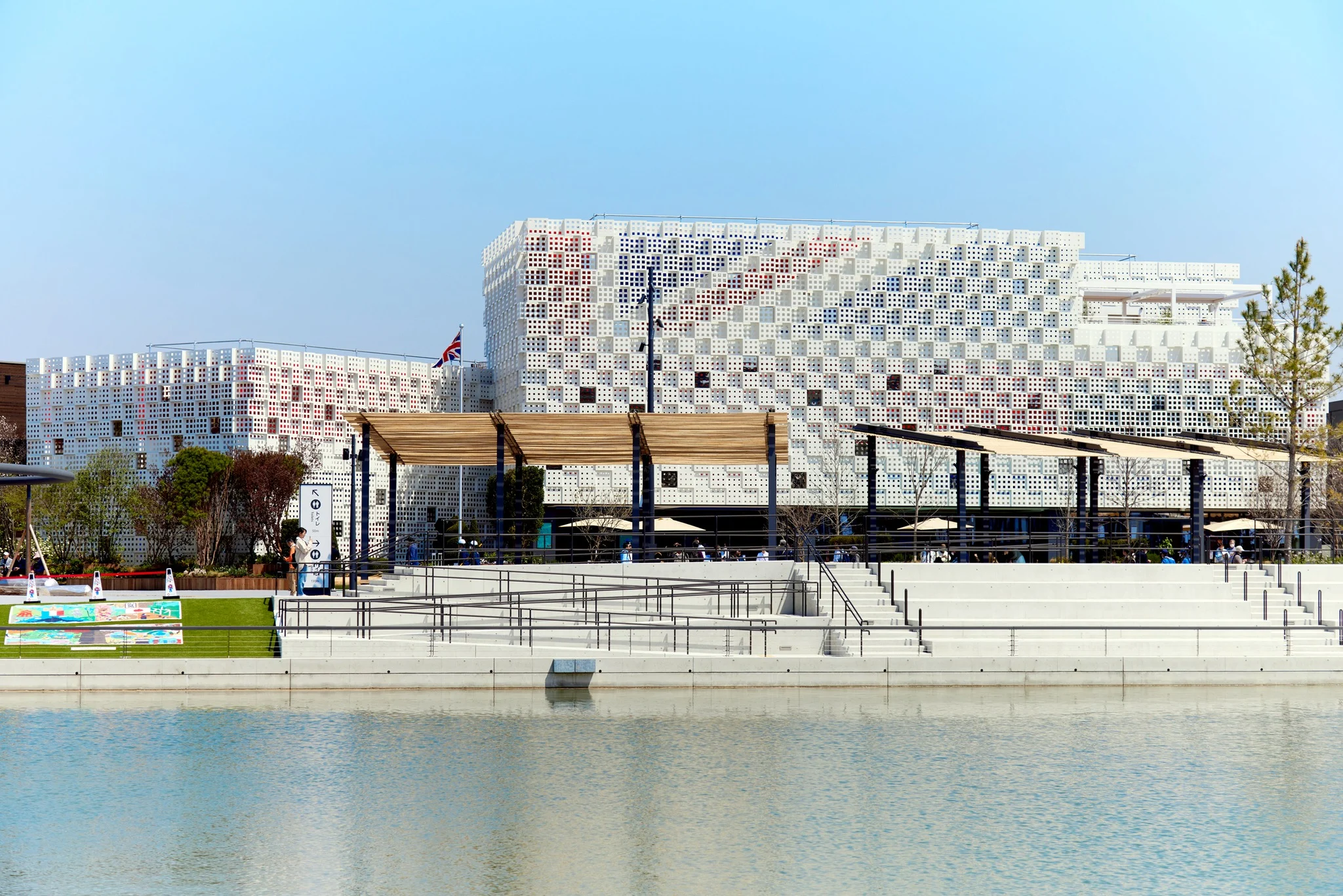Abstract building on waterfront