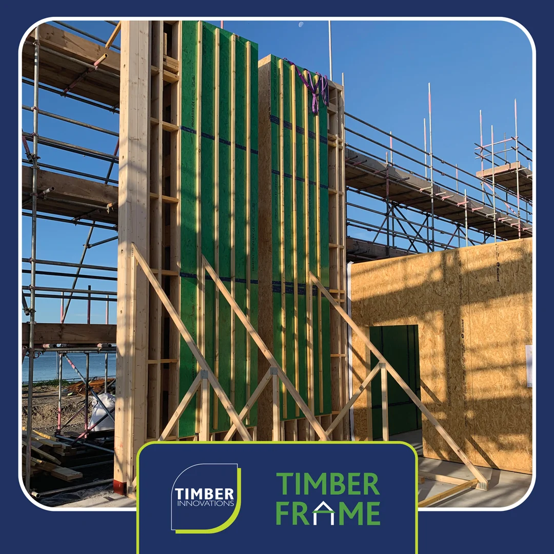 Timber frame on construction site